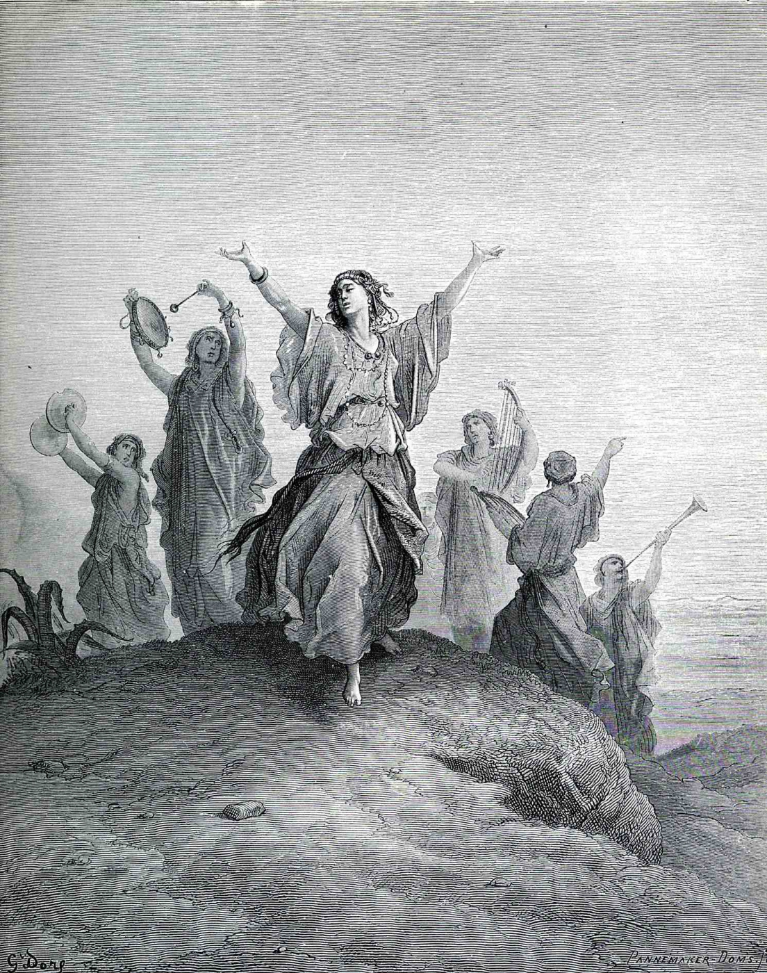 Paul Gustave Dore. Jephthah's Daughter Comes to Meet Father
