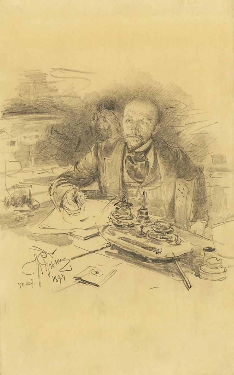 Ilya Efimovich Repin. V. P. Lobanov and P. M. Tretyakov on the Council of the Academy of fine arts