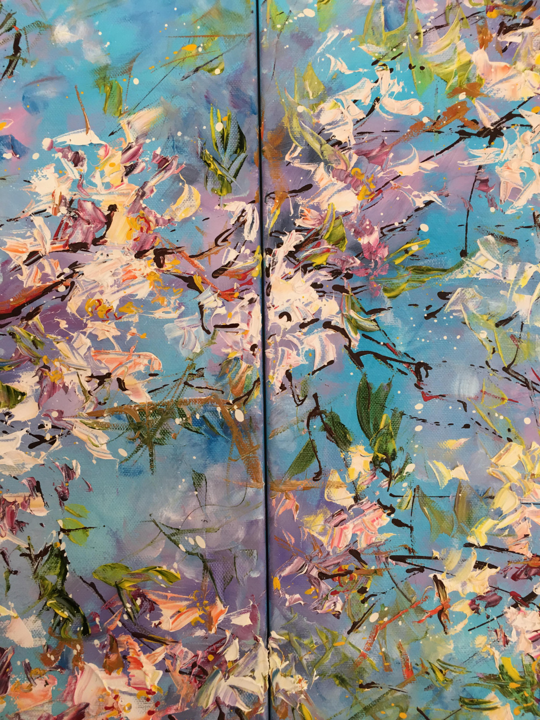 Blooming Almond Tree. Diptych