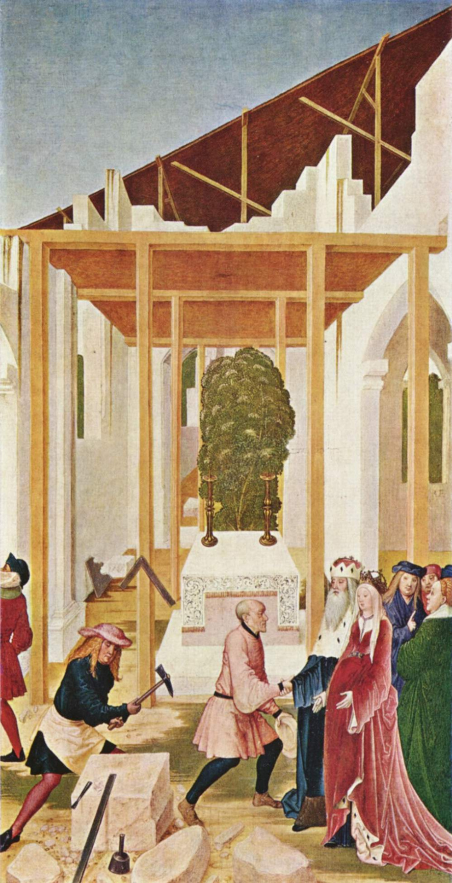Rueland Fruauf the Younger. The altar of St. Leopold, the side fold: the construction of the monastery Church