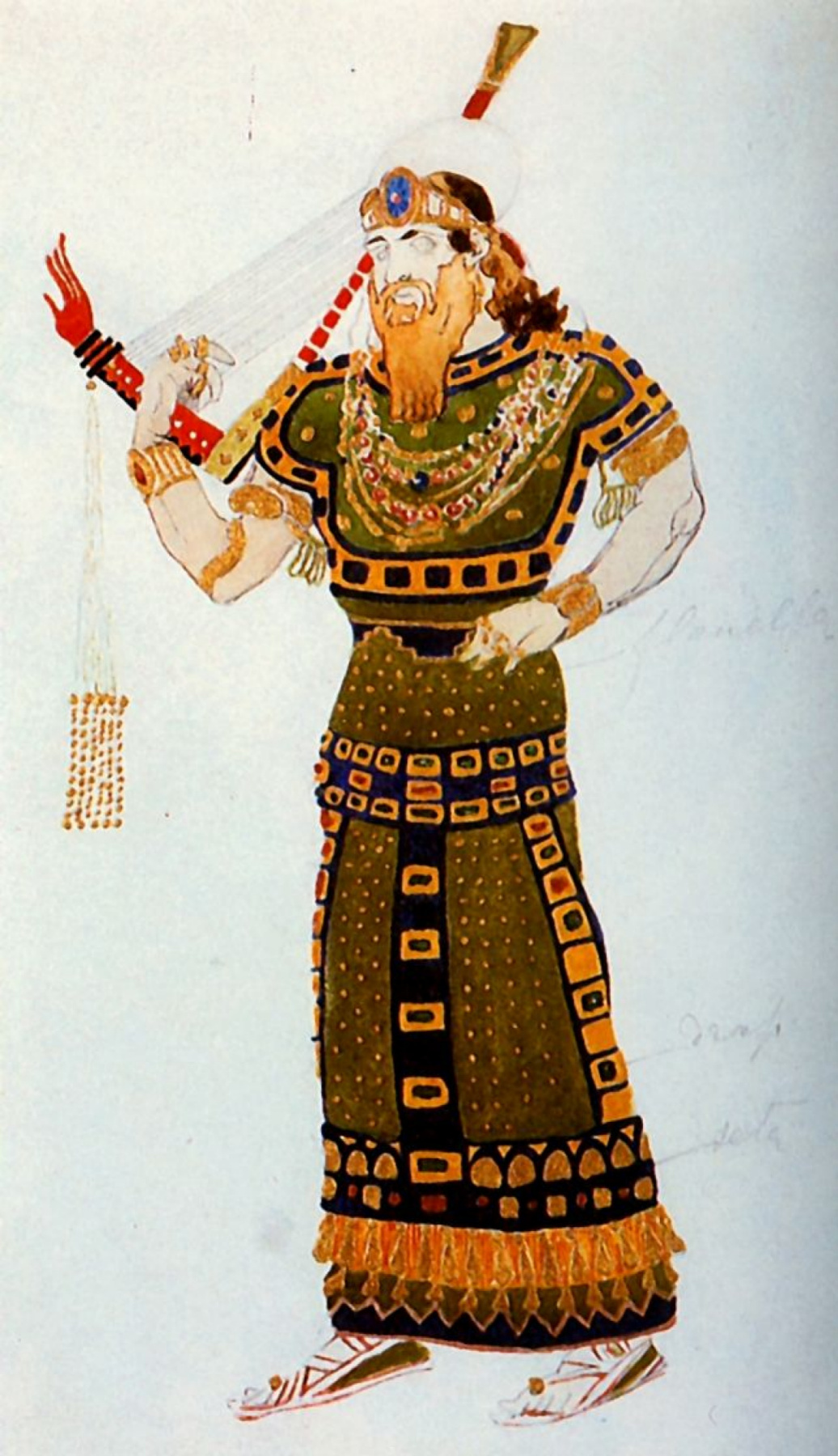 Lev (Leon) Bakst. Sketch for the costume of a Syrian harpist for the ballet "Cleopatra"