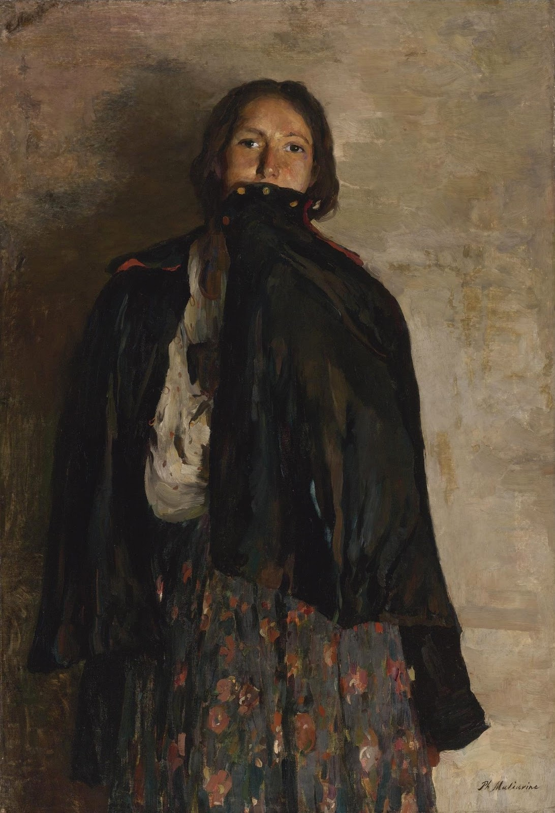 Filipp Andreevich Malyavin. A woman covers her mouth with shawl