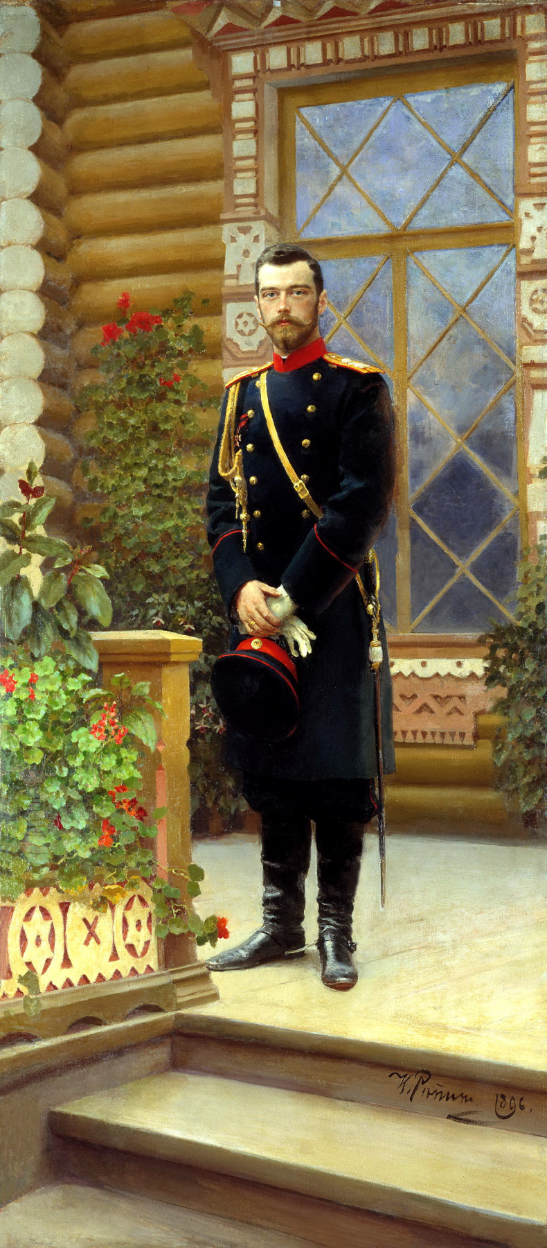 Ilya Efimovich Repin. Portrait of Emperor Nicholas II on the porch