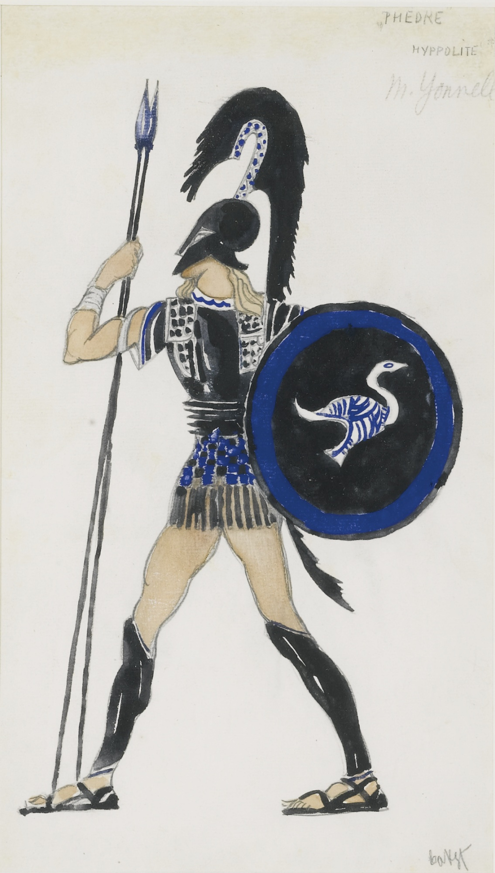 Lev (Leon) Bakst. Hippolyte. Costume design in the tragedy of "Phaedra"