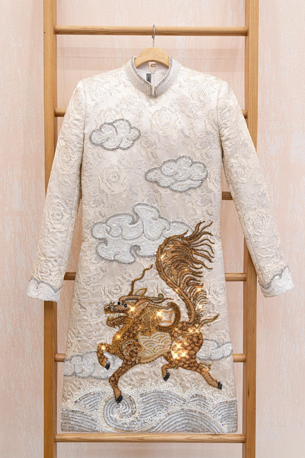 Myrna Watson. Beautiful dragon white long-sleeved shirt for men