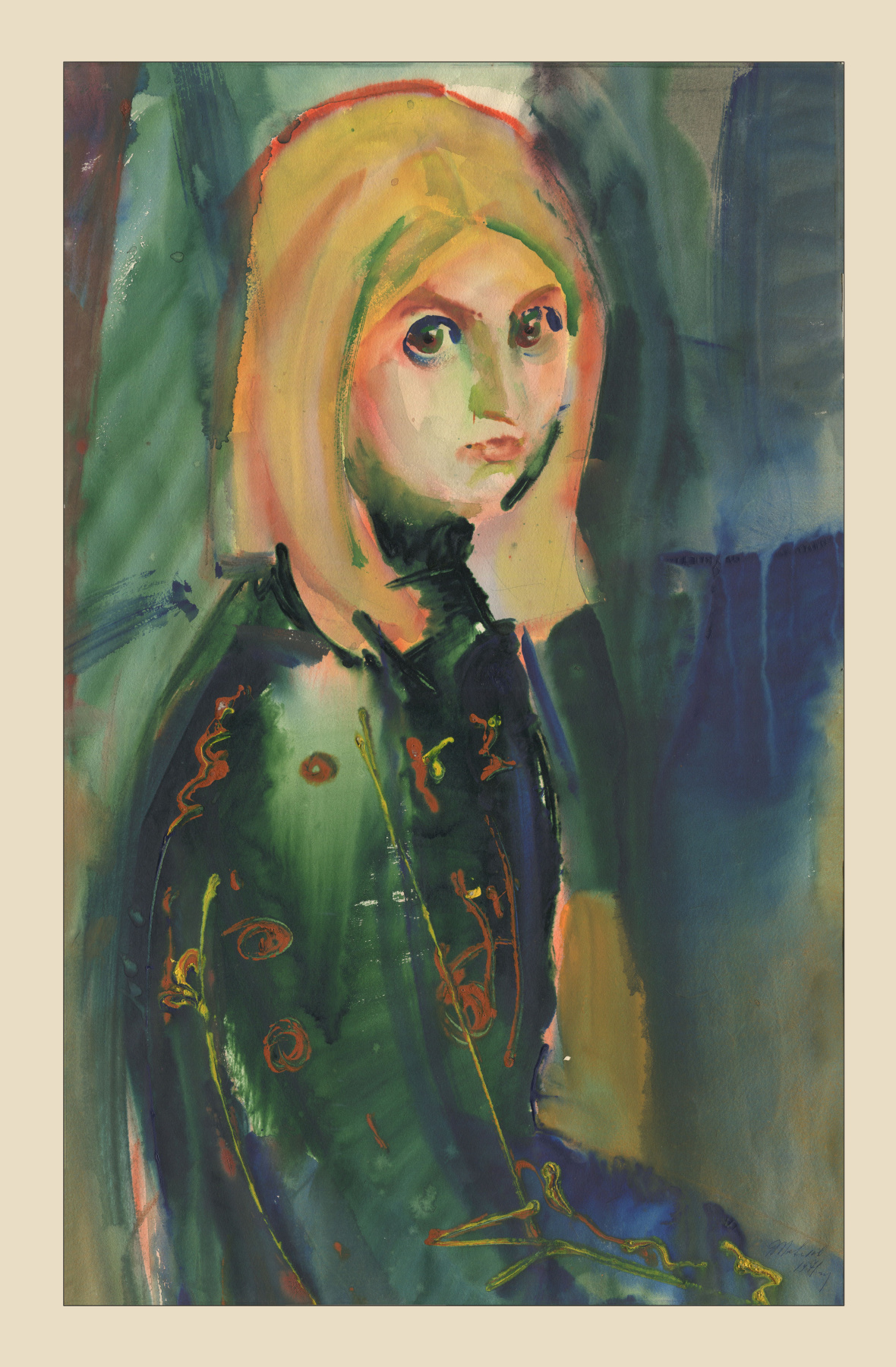 Alexandrovich Rudolf Pavlov. Portrait of a girl in a green dress.