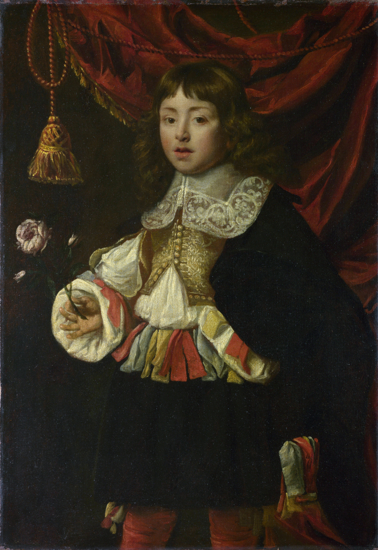 Flemish. Portrait of a boy holding a rose