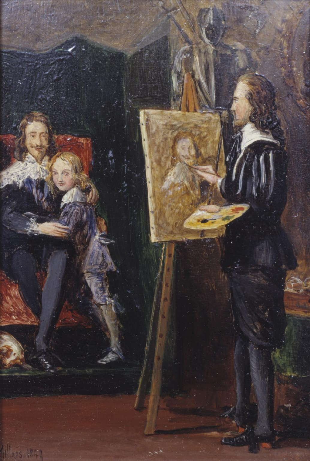 John Everett Millais. Charles I and his son in the Studio of van Dyck
