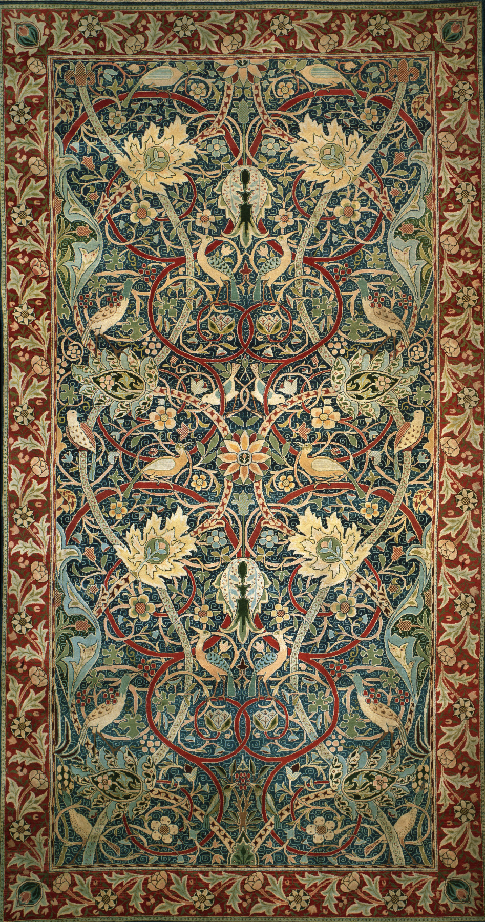 William Morris. Flowers and birds. Carpet Design