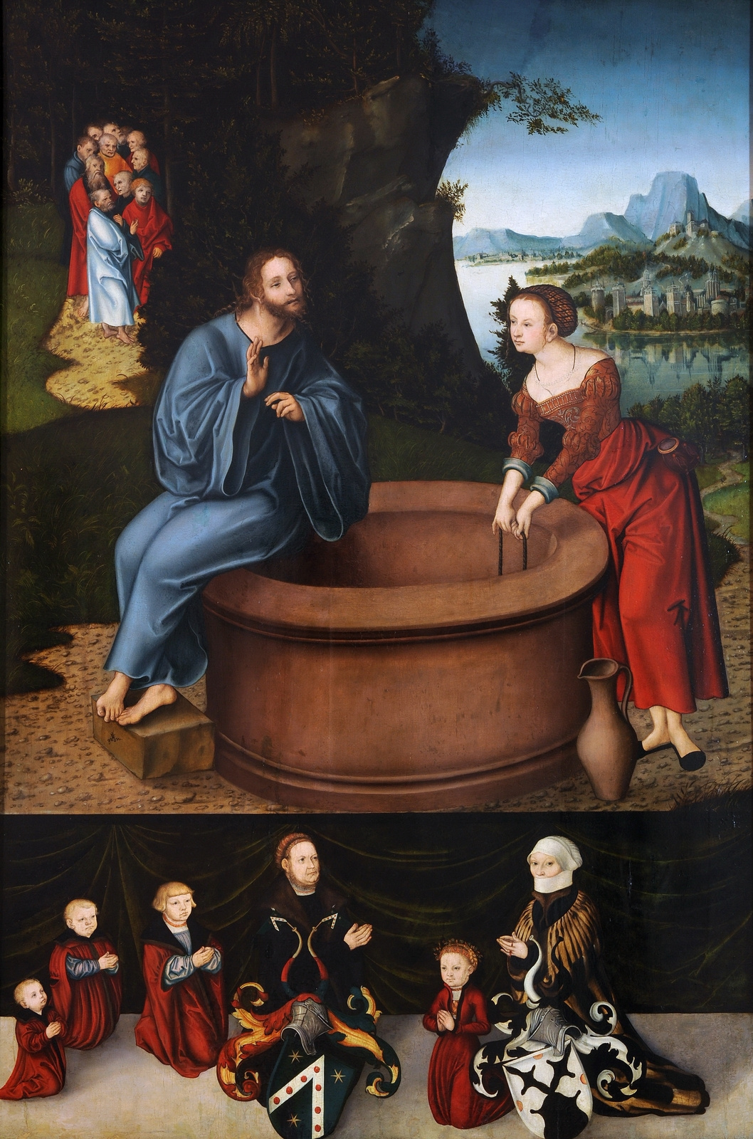 Lucas Cranach the Elder. Christ and the Samaritan woman at the well