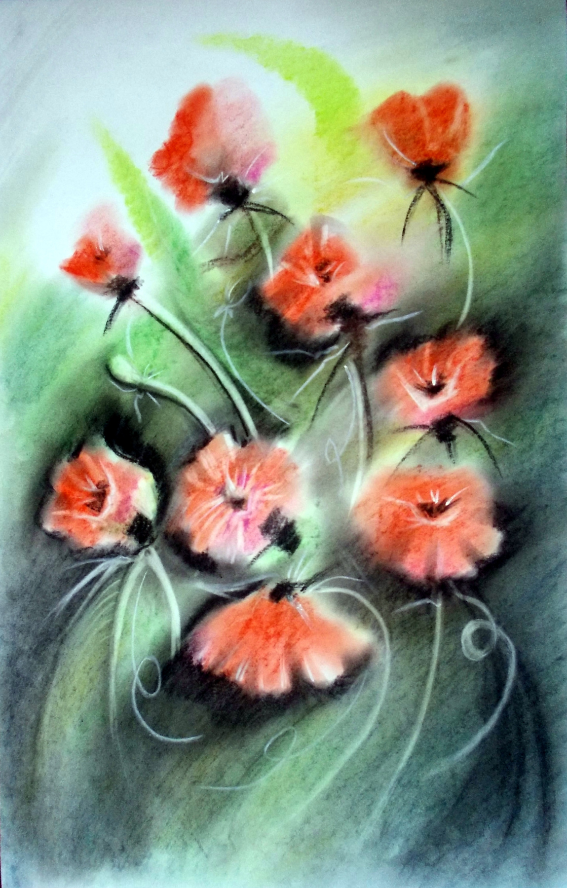 Svetlana Ivanovna Kataeva. "Red FLOWERS",boom.,pastel