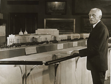 Andrew Mellon in front of the miniature of the National Gallery of Art in Washington. Andrew Mellon in front of the miniature of the National Gallery of Art in Washington.