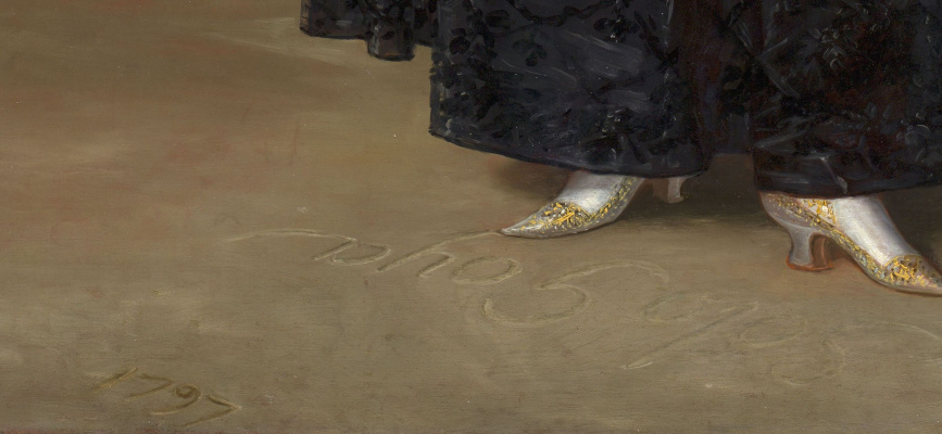 The Duchess points to the inscription made on the sand: ‘Solo Goya' (Only Goya). The Duchess points to the inscription made on the sand: ‘Solo Goya' (Only Goya).