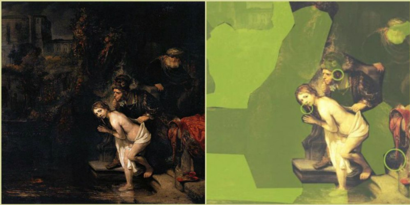 Сканирование картины «Сусанна и старцы» (1647) показало, что она в своё время претерпела значительны Сканирование картины «Сусанна и старцы» (1647) показало, что она в своё время претерпела значительны