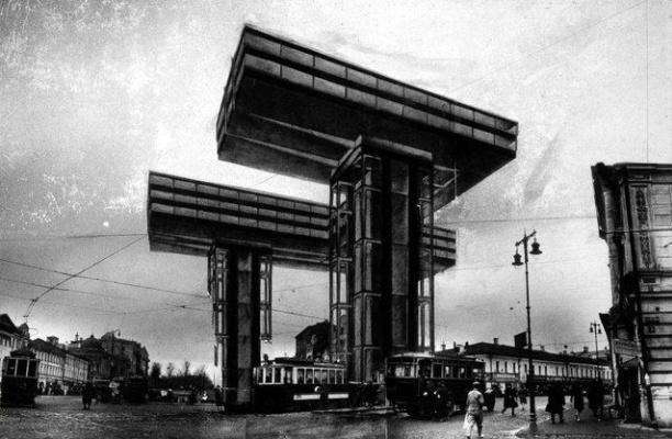 Лазарь Лисицкий. Проект «Горизонтальные небоскребы в Москве». По плану, 8 административных зданий до Лазарь Лисицкий. Проект «Горизонтальные небоскребы в Москве». По плану, 8 административных зданий до