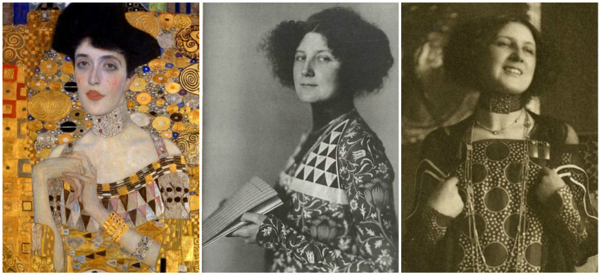 Compare the tastes of Golden Adele and Emilie Flöge: the dress patterns and their necklaces.
Photogr Compare the tastes of Golden Adele and Emilie Flöge: the dress patterns and their necklaces.
Photogr