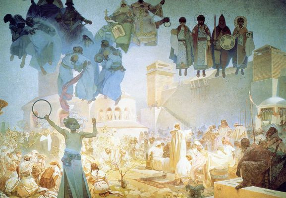 You can see Alphonse Mucha in the movie dedicated to the process of the Slav Epic creation by the ar You can see Alphonse Mucha in the movie dedicated to the process of the Slav Epic creation by the ar