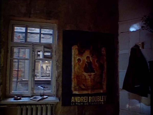 The Mirror has a "picturesque" reference to another film called Andrei Rublev. The image of The Trin The Mirror has a "picturesque" reference to another film called Andrei Rublev. The image of The Trin