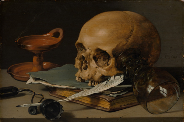 彼得 克拉斯. Still Life with a Skull and a Writing Quill