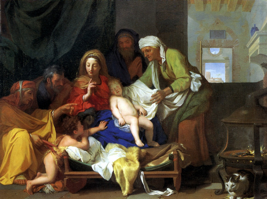 Charles Lebrun. Holy family with the sleeping infant Jesus