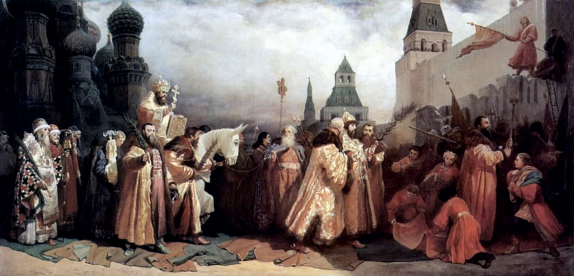 Vyacheslav Grigorievich Schwartz. Palm Sunday in Moscow during the reign of Tsar Alexei Mikhailovich