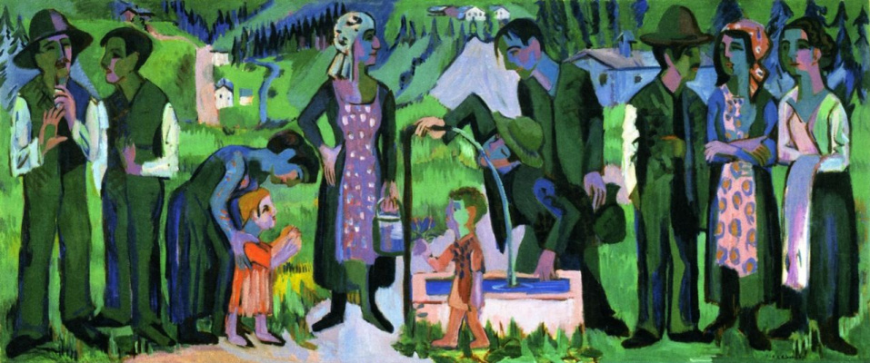 Ernst Ludwig Kirchner. Sunday in the Alps. The scene at the well
