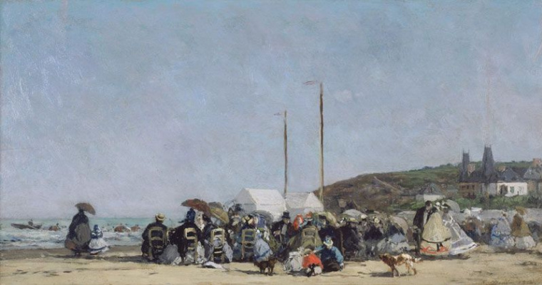 Eugene Boudin Beach Scene, Trouville, 1864, 48×26 Cm: Descripción De La ...