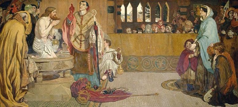 Ford Madox Brown. The baptism of king Edwin. Sketch for a fresco