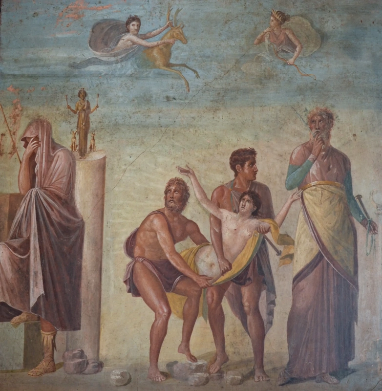 Шедевры  неизвестных художников. Жертвоприношение Ифигении. Фреска из Помпей (Дом Трагического поэта)