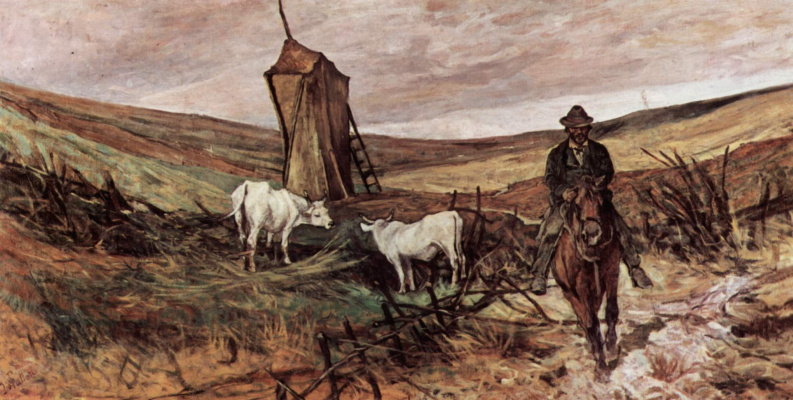 Giovanni Fattori. Herders on horseback herding cows