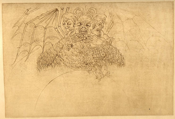 Sandro Botticelli. Luzifer. Hölle. Illustration für die Göttliche Komödie