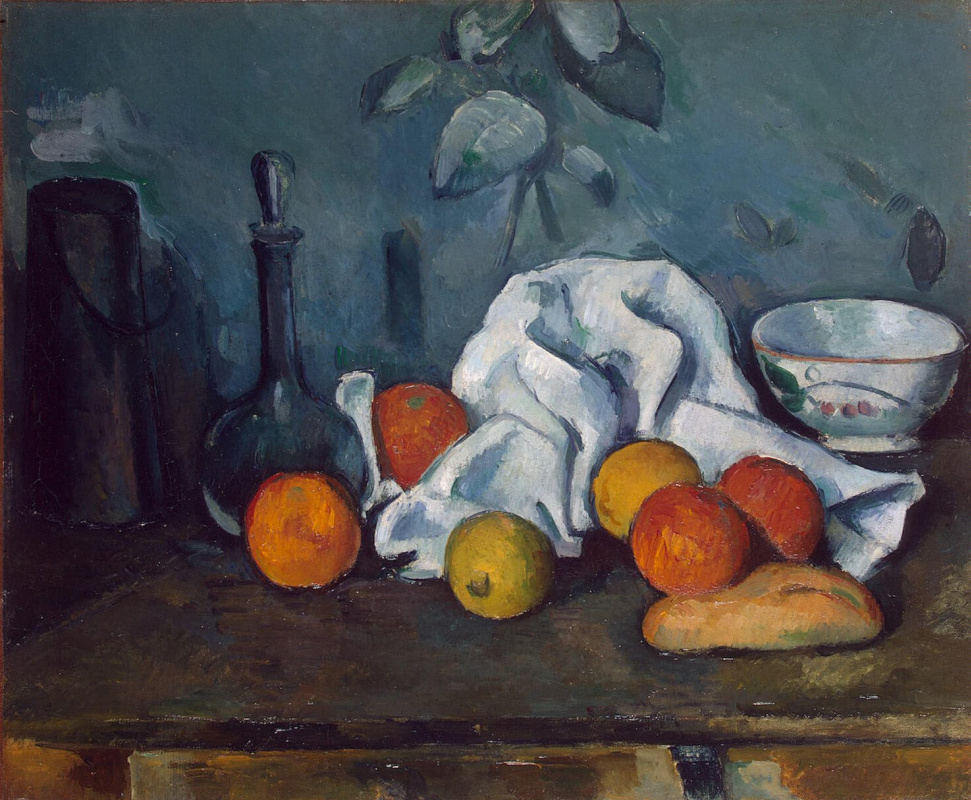 Fruit Bowl Pitcher And Fruit by Paul Cezanne Reproduction For Sale