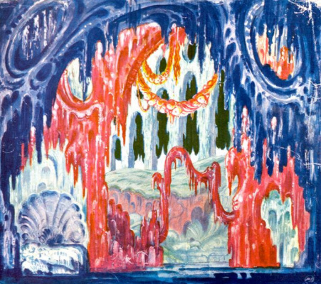 Mstislav Dobuzhinsky. Grotte. Szenenbild für Wagners Oper "Tannhäuser". 1930