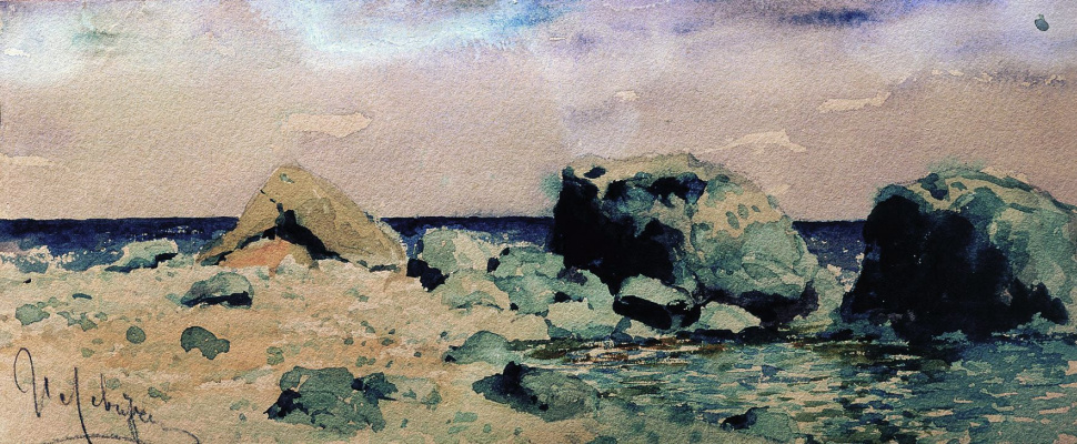 Isaac Levitan. The seashore and the sea. A sketch for the painting "sea Coast at Alupka"