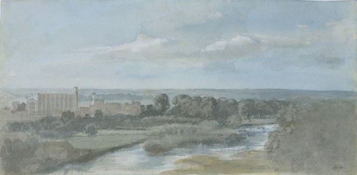John Constable. Thames, Eton College and chapel