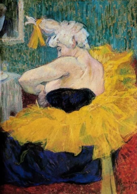 Henri de Toulouse-Lautrec. The clown Cha-u-Kao fastening her bodice