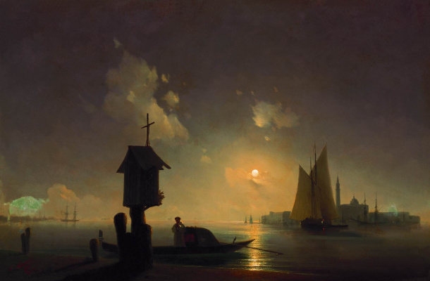 Ivan Aivazovsky. Sea view with a chapel on the shore