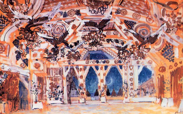 Alexander Jakowlewitsch Golowin. Der goldene Saal. Skizze Landschaft zum Ballett von A. N. Корещенко "Magischen Spiegel"