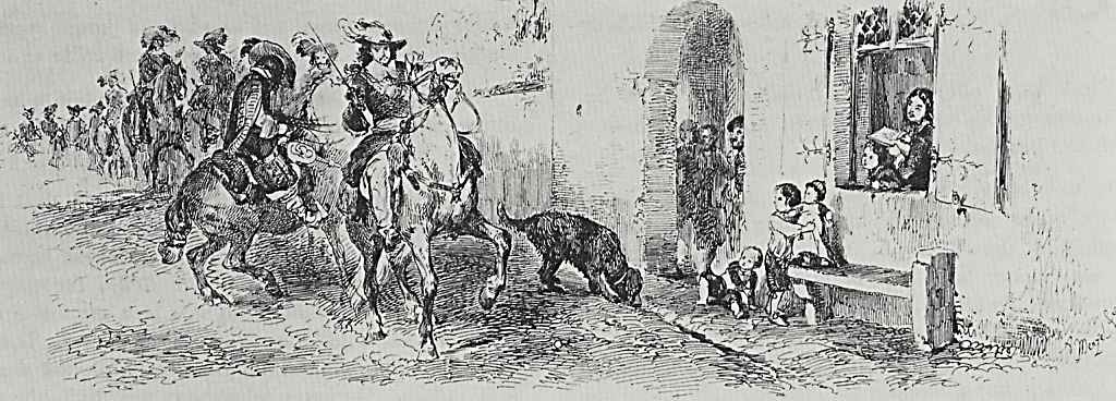 Adolf Friedrich Erdmann von Menzel. An artist's sketching from the window of his house a passing group of riders