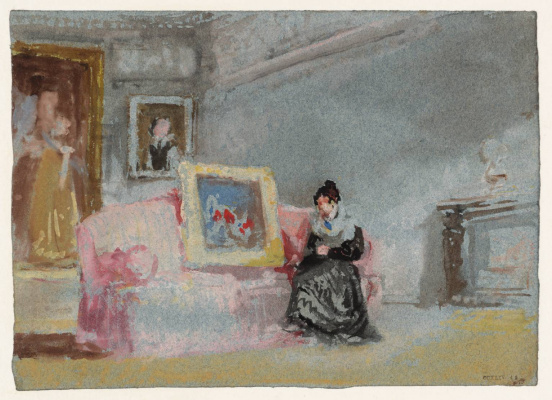 Джозеф Мэллорд Уильям Тёрнер. Дама в чёрном шёлковом платье, сидящая на розовом диване