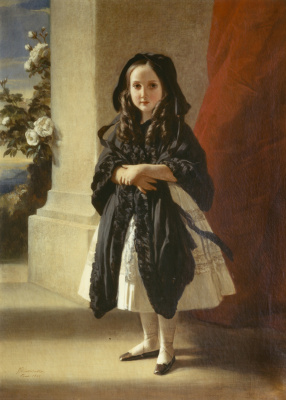 Franz Xaver Winterhalter. Ritratto di Carlotta del belgio, figlia del re Leopoldo I, in piena crescita