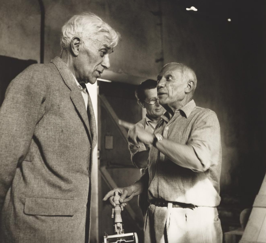 Georges Braque and Pablo Picasso in Vallaruris, 1954. Photo: Lee Miller