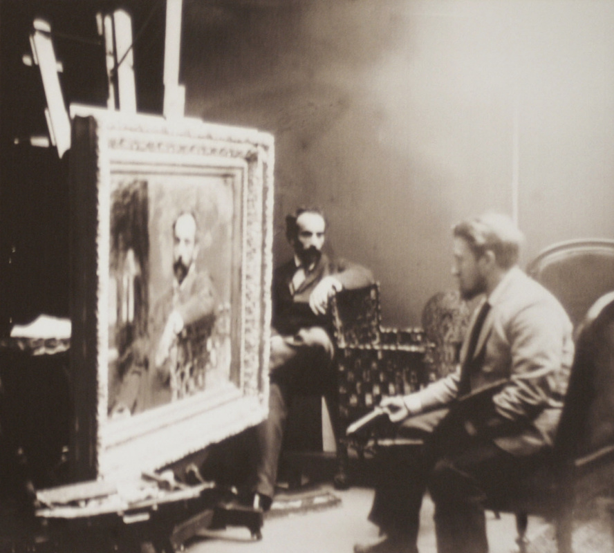 Isaac Levitan poses for Valentin Serov in his studio in Tryokhsvyatitelsky lane. Early 1890s.
Photo Isaac Levitan poses for Valentin Serov in his studio in Tryokhsvyatitelsky lane. Early 1890s.
Photo