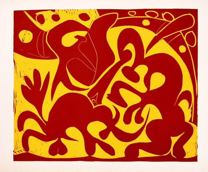 Пабло Пикассо. Рывок (красный и желтый). Бумага, линогравюра. 317×370 мм, 270×325 мм. 1962
Сальвадо Пабло Пикассо. Рывок (красный и желтый). Бумага, линогравюра. 317×370 мм, 270×325 мм. 1962
Сальвадо