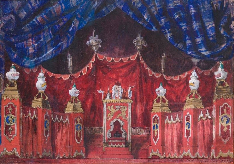 Александр Бенуа. Эскиз декорации к спекталю «Мнимый больной». 1912 г. Александр Бенуа. Эскиз декорации к спекталю «Мнимый больной». 1912 г.
