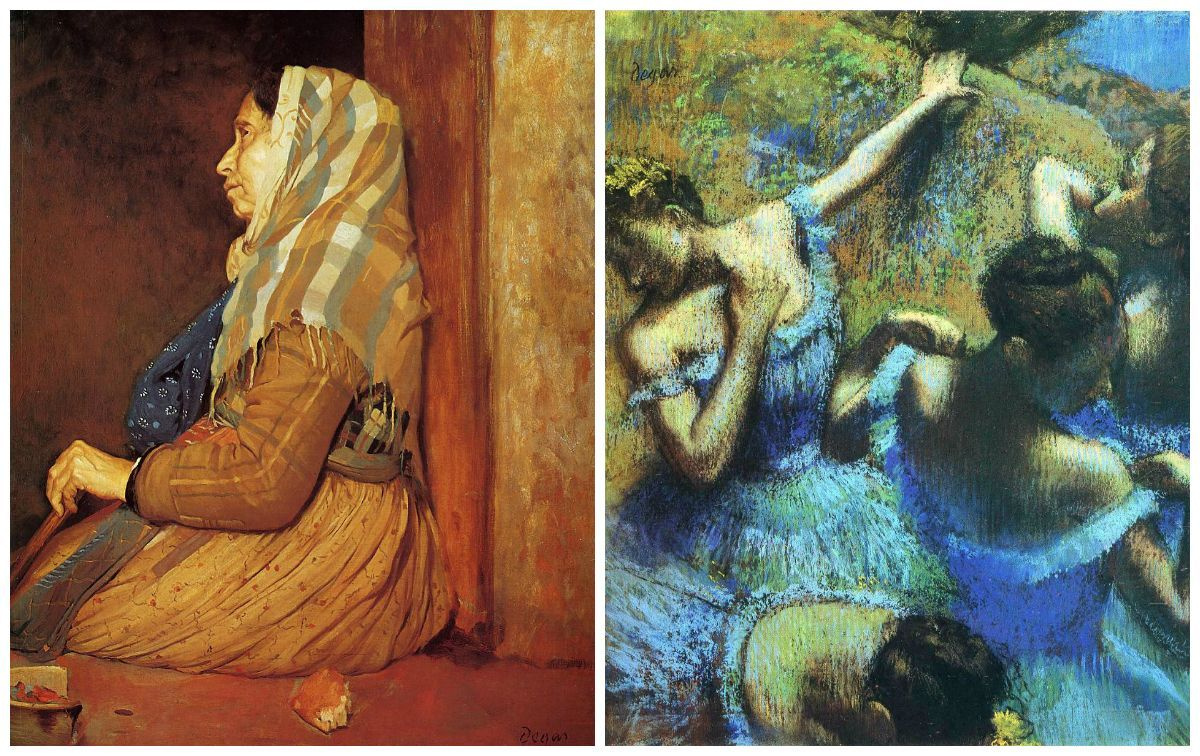 Edgar Degas. The student’s A Roman Beggar Woman (1857) and Blue Dancers (1897), illustrating both De Edgar Degas. The student’s A Roman Beggar Woman (1857) and Blue Dancers (1897), illustrating both De