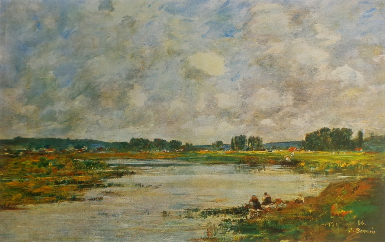 Eugene Boudin, The Banks of the River Loques, Calvados, 1886. Eugene Boudin, The Banks of the River Loques, Calvados, 1886.
