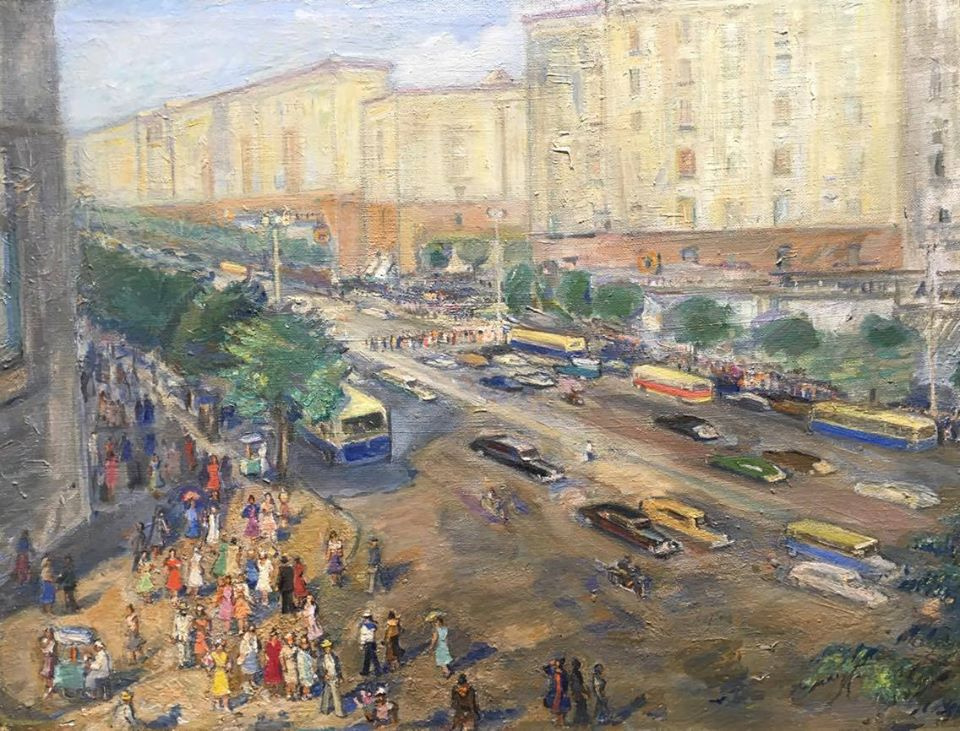Александр Лабас. Серия «Москва». «Улица Горького. Летний вечер». 1955. Холст, масло. Собрание Алисы Александр Лабас. Серия «Москва». «Улица Горького. Летний вечер». 1955. Холст, масло. Собрание Алисы
