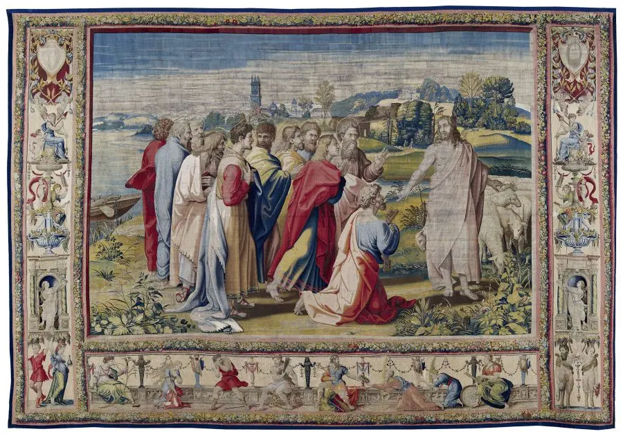 Ян ван Тигем, Франс Гетилс и Рафаэль, «Христос призывает Петра: паси овец Моих». Источник: patrimoni