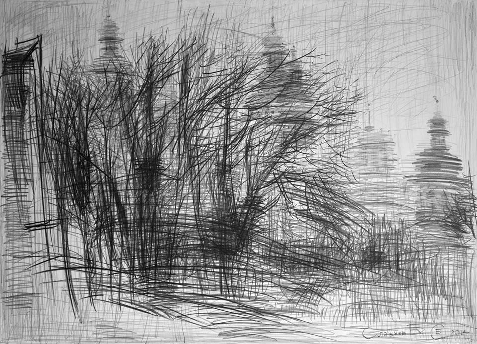 Борис Слажнев. Серия «Лавра», 2012 год, бумага, графитный карандаш, 61×86 см Борис Слажнев. Серия «Лавра», 2012 год, бумага, графитный карандаш, 61×86 см